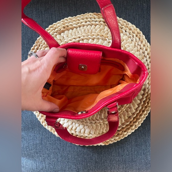 Red Handled Tommy Hilfiger Tote Small Zippered Pouch Trendy Preppy Hipster - Picture 10 of 10